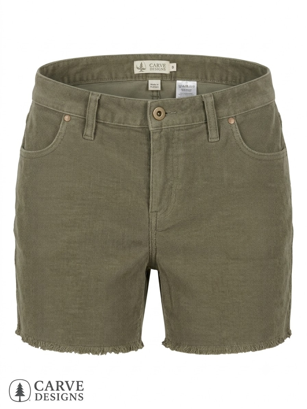 Carve Designs Oahu Corduroy Shorts Womens Size 12 Green Beach Surf Casual Boho